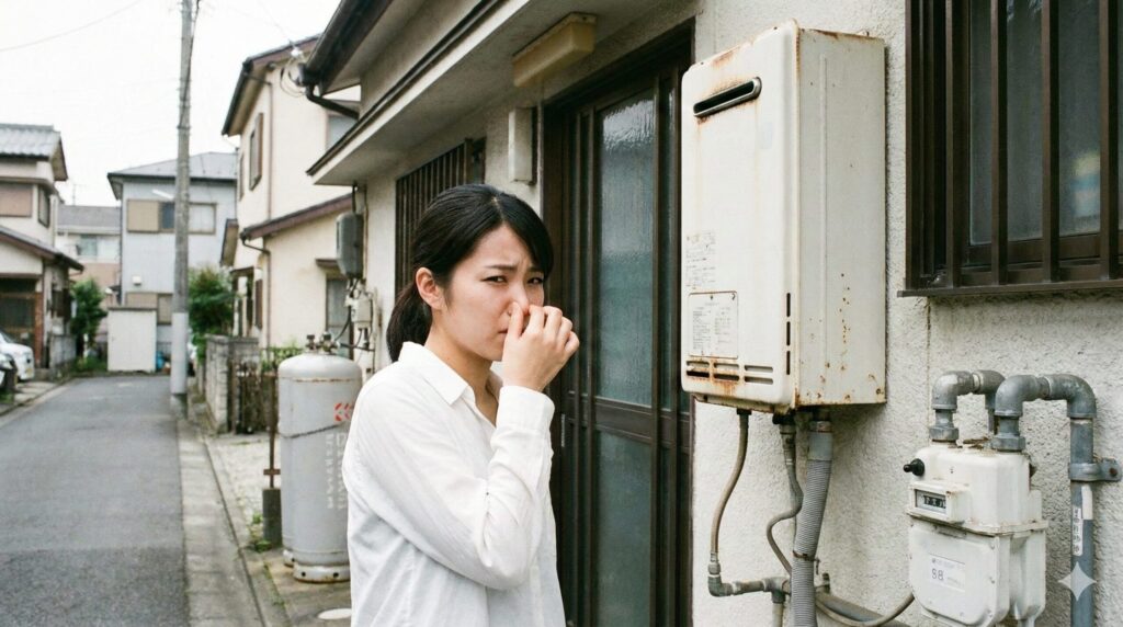 給湯器 ガス臭い 外