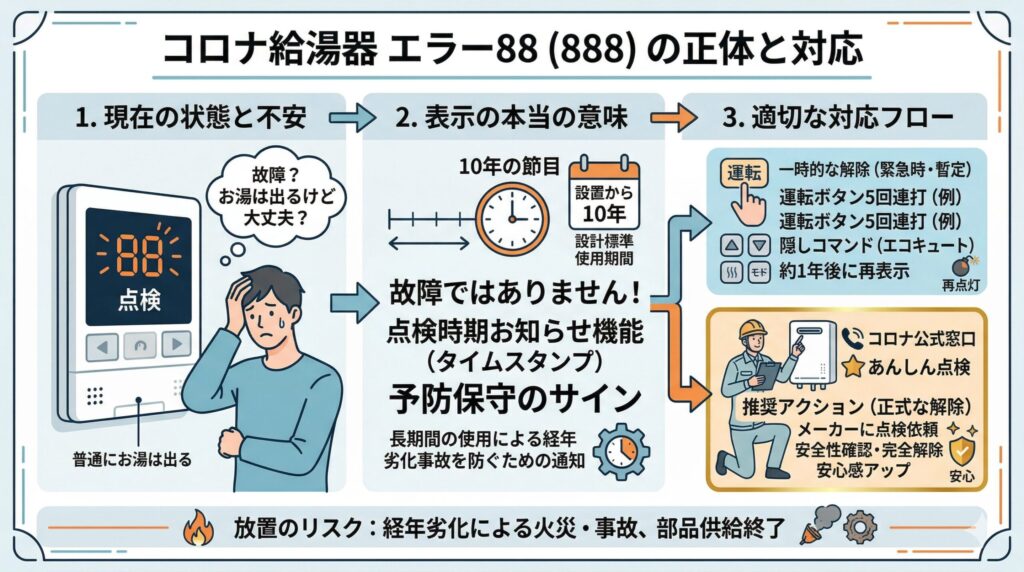 コロナ給湯器 エラー88 解除方法