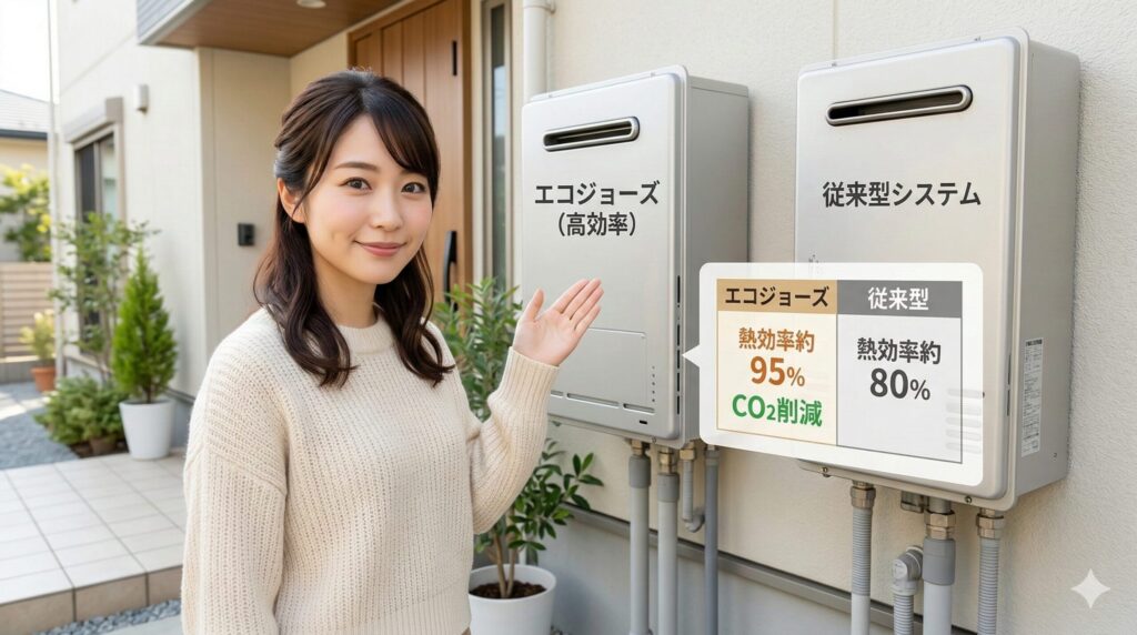 エコジョーズと普通の給湯器の違い
